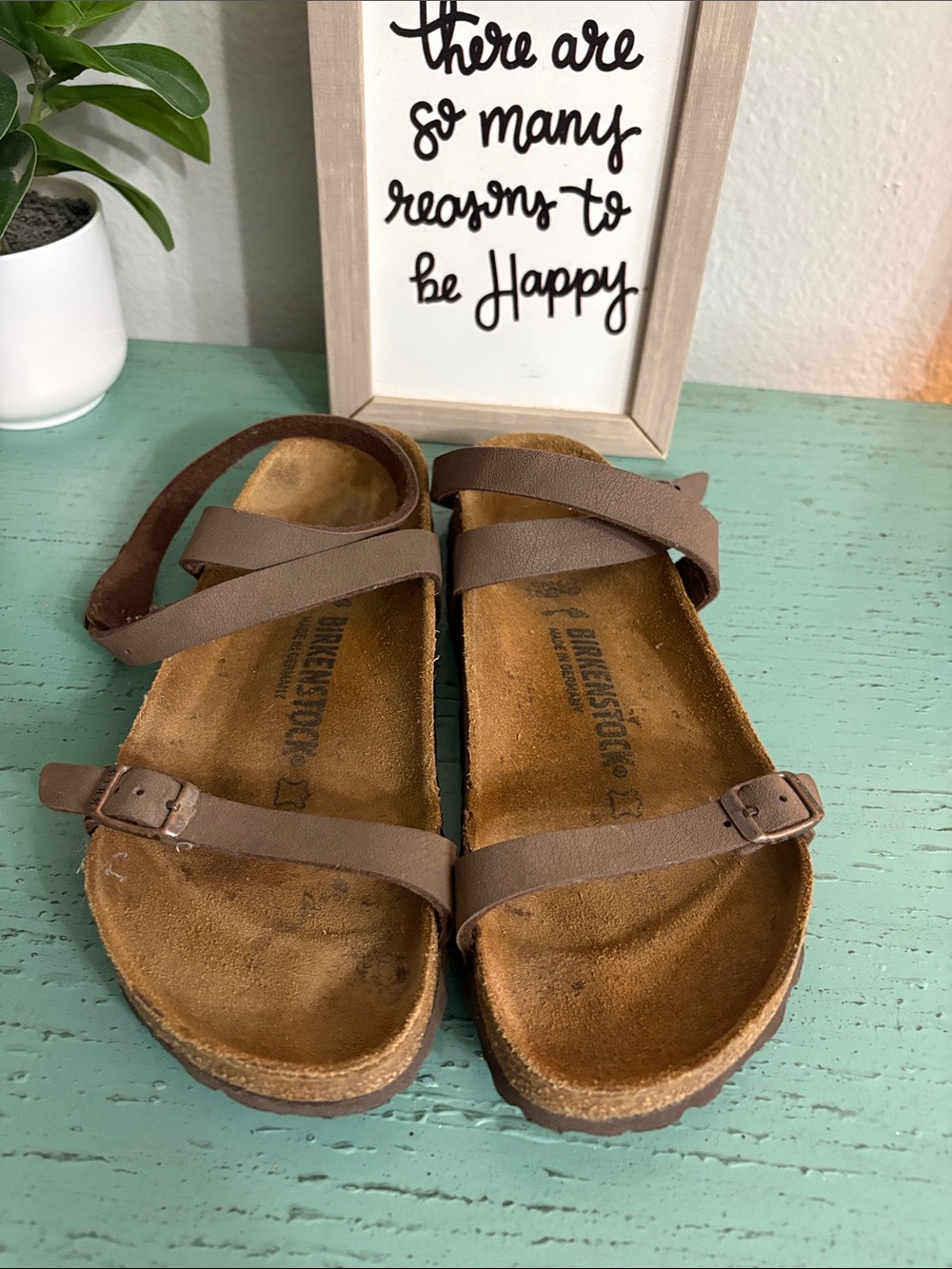 Birkenstock Brown Strappy Leather Sandals